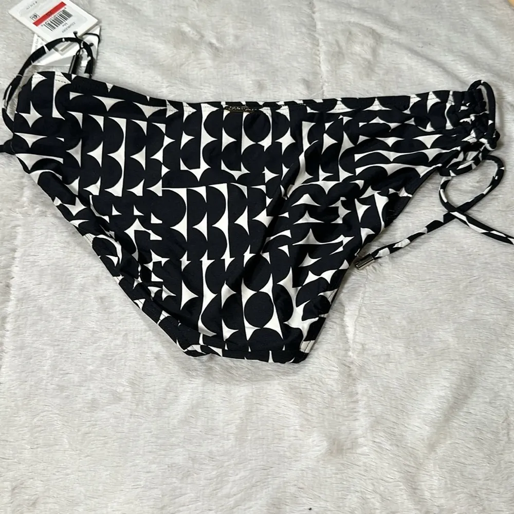 Calvin Klein Swimwear Geometric Black & White Side Tie Hipster Bikini Bottom XS - Image 14