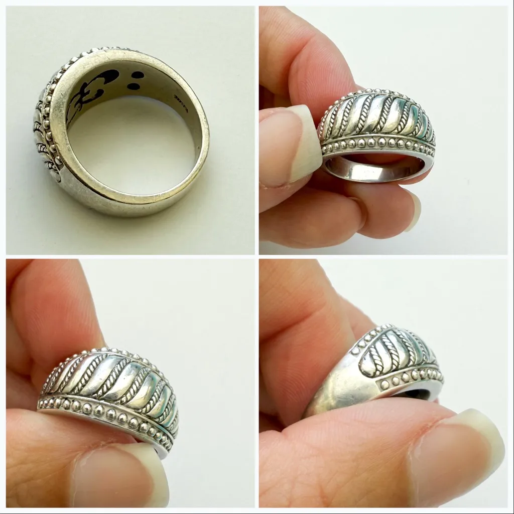 Judith Ripka Sterling Silver Rope Domed Ring Size 9 - Image 11