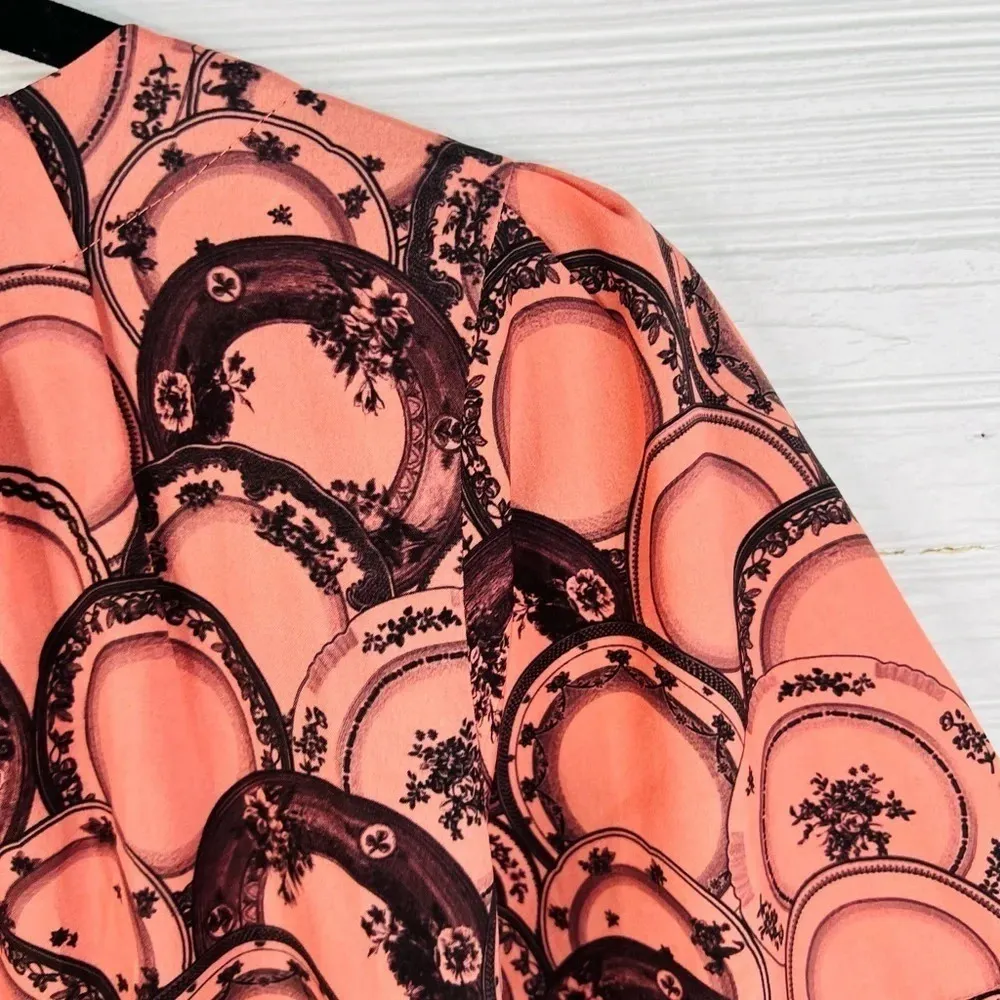 Pankaj & Nidhi for Koovs Plate Pattern Short Sleeve Shift Dress Size Small Pink - Image 8