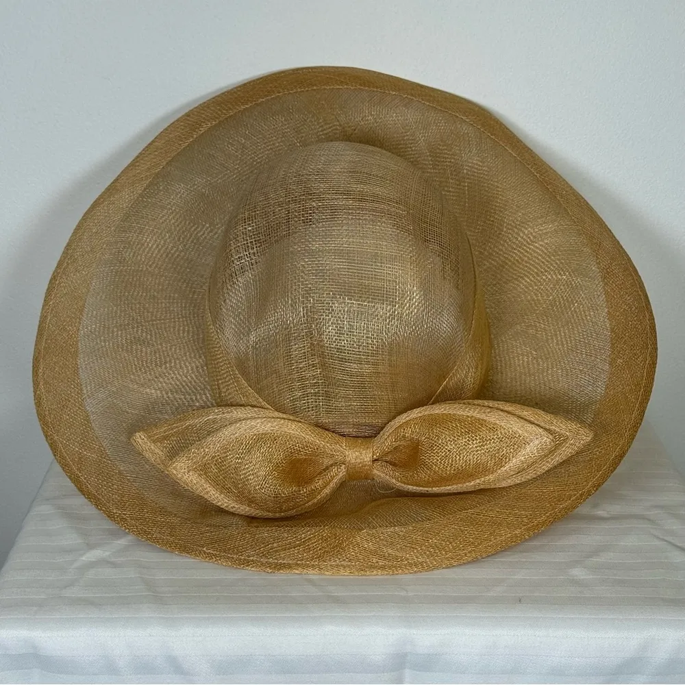 Toucan Collection New York Brimmed Straw Hat Bow Detail Cottagecore Garden Party Tan - Image 2