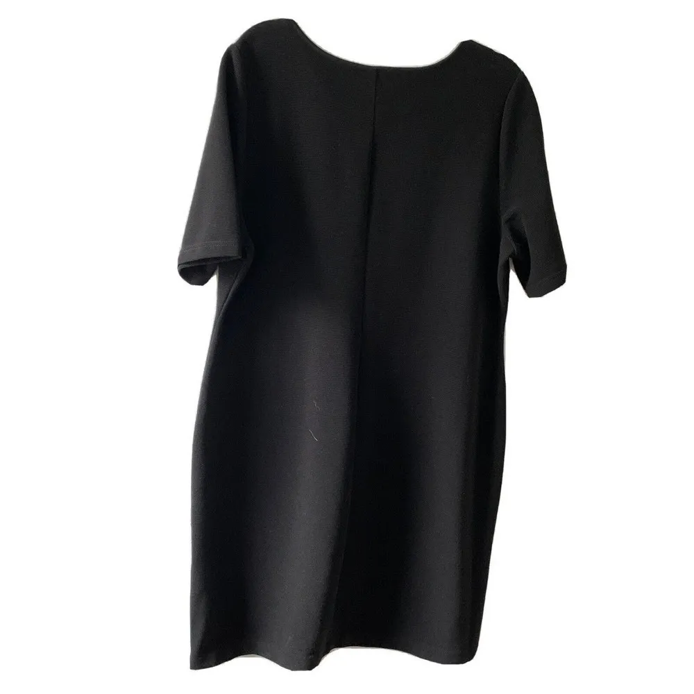 Mario Serrani Italy Womens Size XL Black Ribbed Short Sleeve Sheath Dress - Image 3