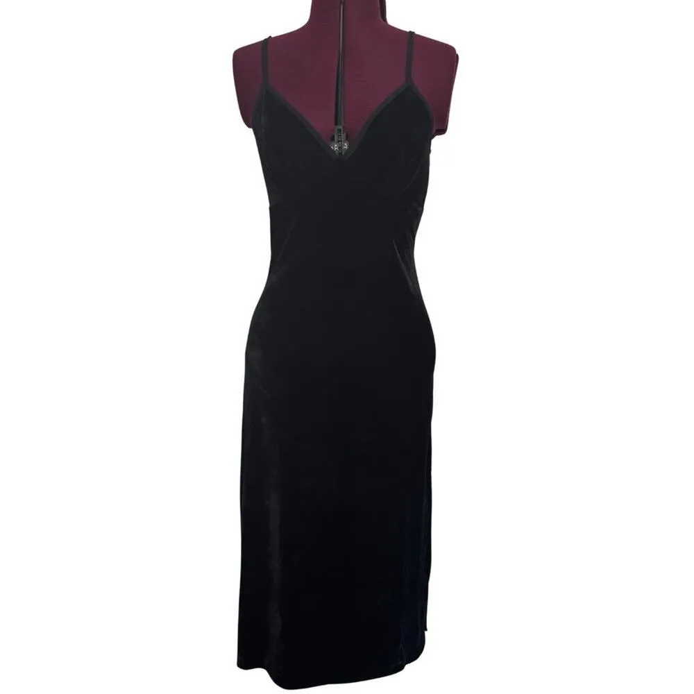 BAND OF THE FREE Girl Crush Black Stretch Velvet Midi Slip Dress NWT Medium - Image 5