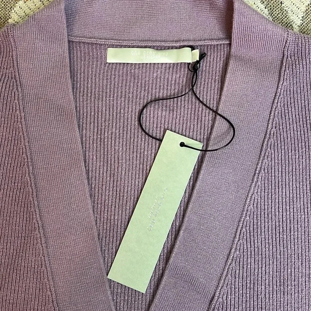 💫Revolve One Grey Day Shauni boyfriend purple cardigan sweater Size L - Image 14