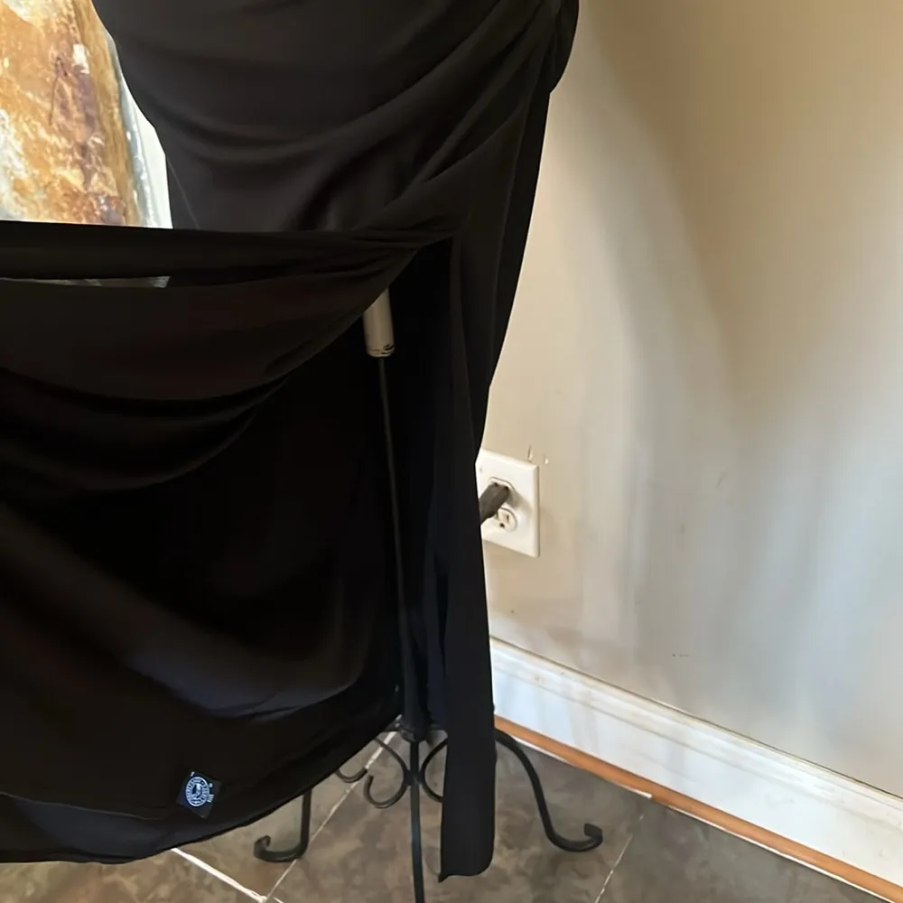 Vintage Lillie Rubin One Shoulder Gown with Ruched Side and Beading Detail Black Size 2 - Image 9