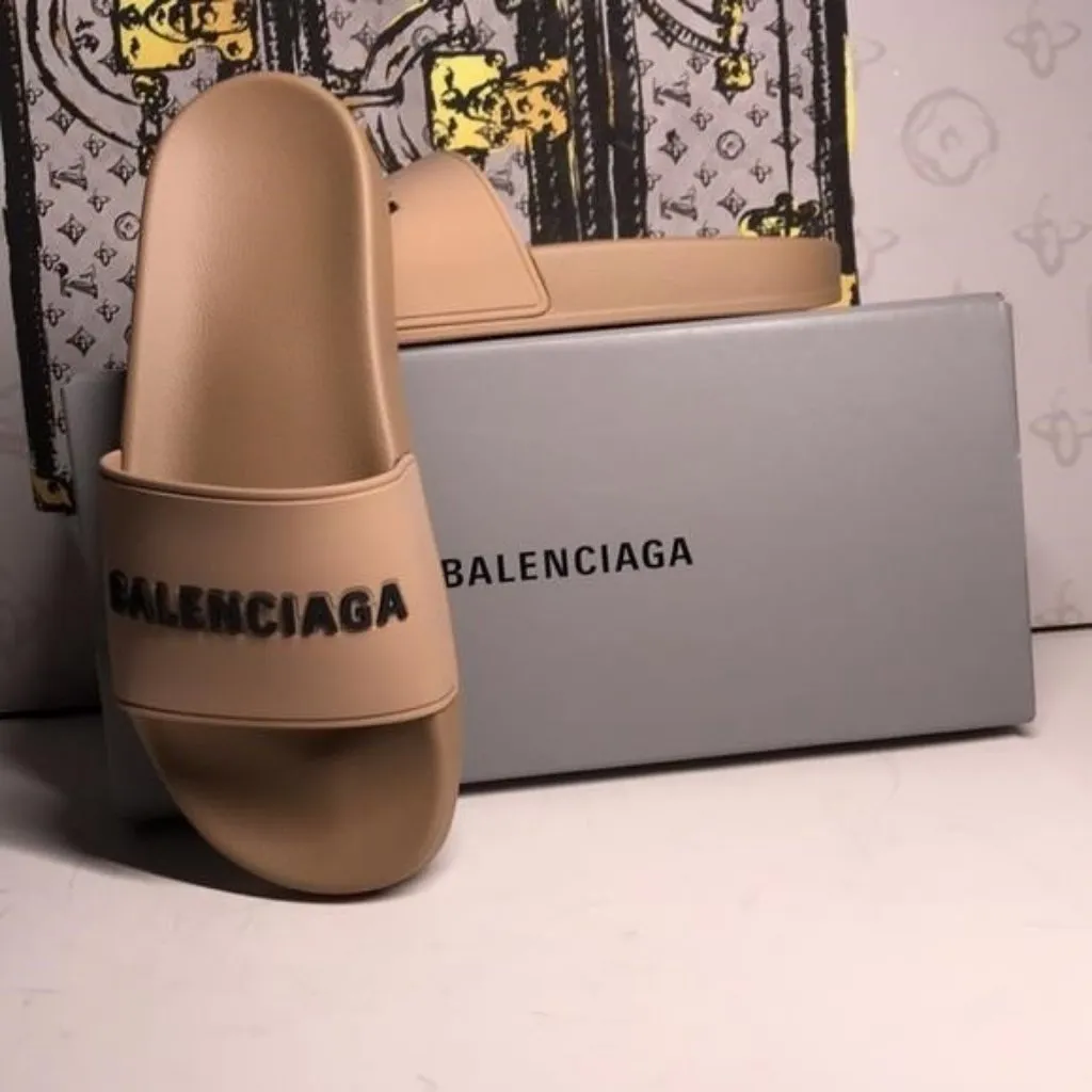 New Authentic 🔥 Balenciaga Rubber Logo Slides | Designer Poolside Chic 🔥 - Image 12