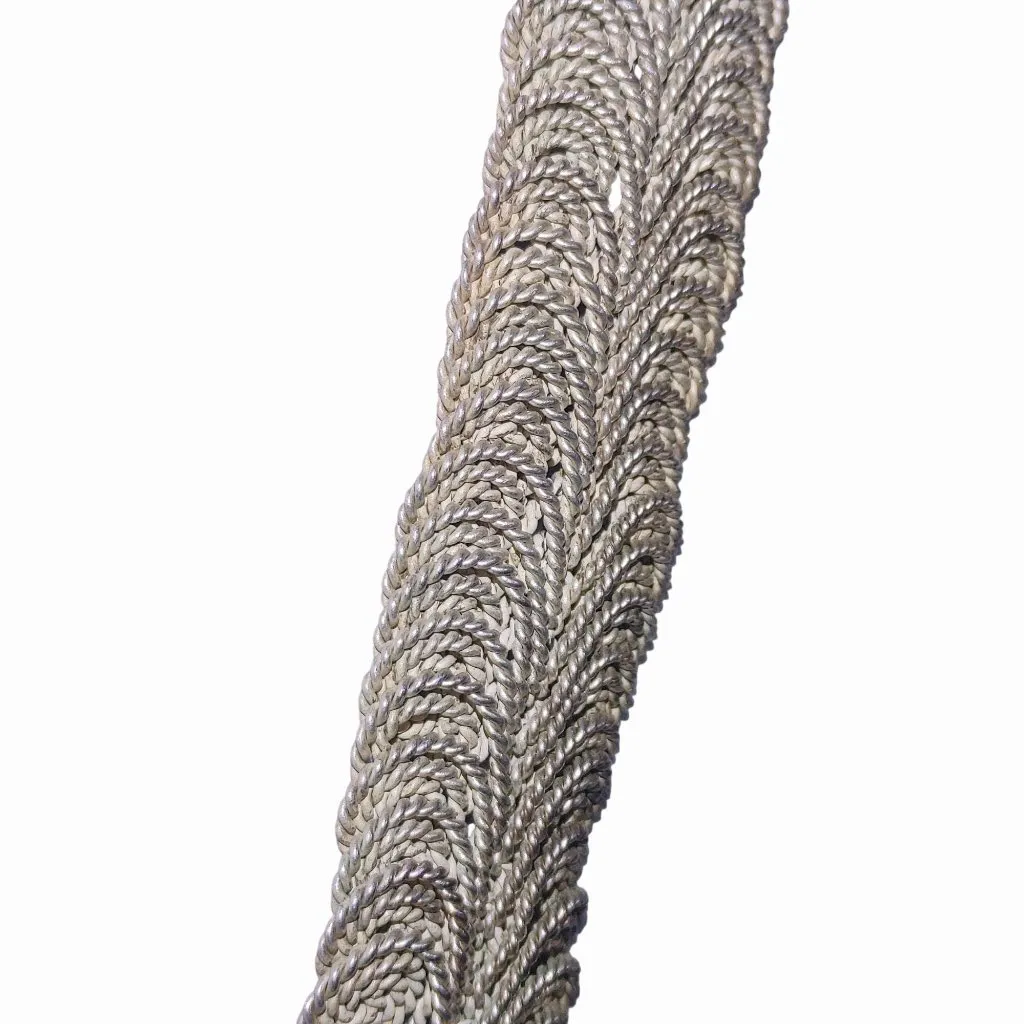 Artisan Articulated Wire Bracelet Woven Snake Wide Silver Tone Coiled Rope MCM - Image 15