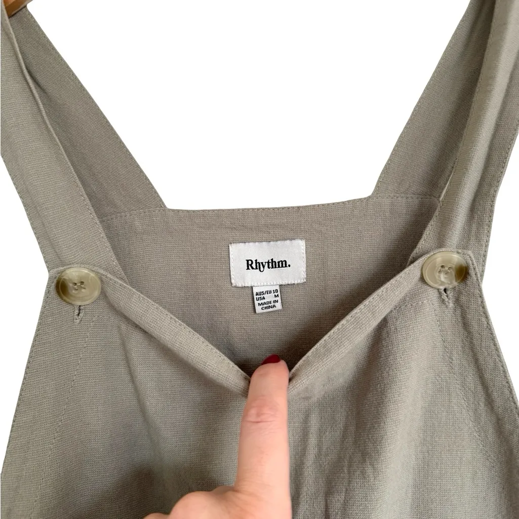 Rhythm. Tan Cream Jumpsuit Cotton Linen Size M Size M - Image 5