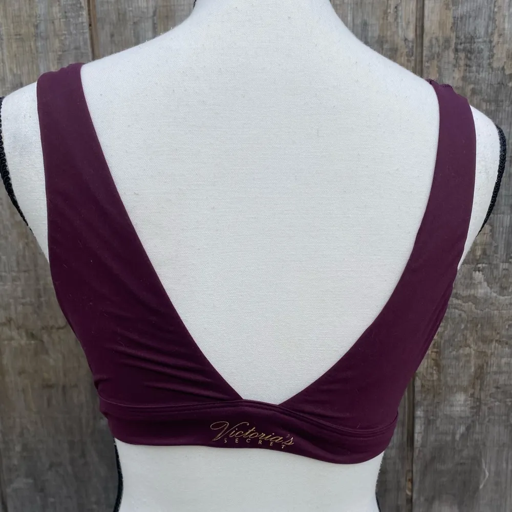 Victoria’s Secret Incredible Unlined Plunge Bralette Wine Color Size L - Image 2