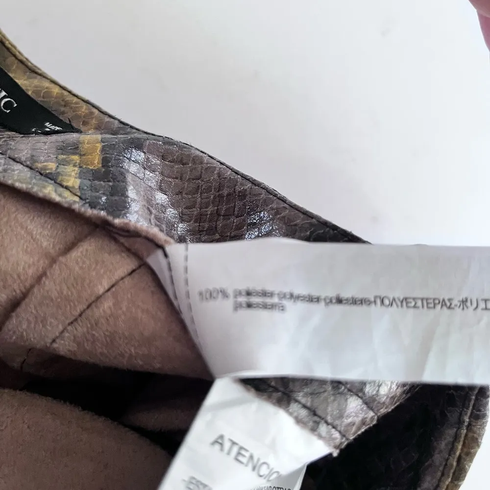 Zara Women's Skirt XS Snake Print  Midi Yellow Brown  Shiny Front Zip - Image 10