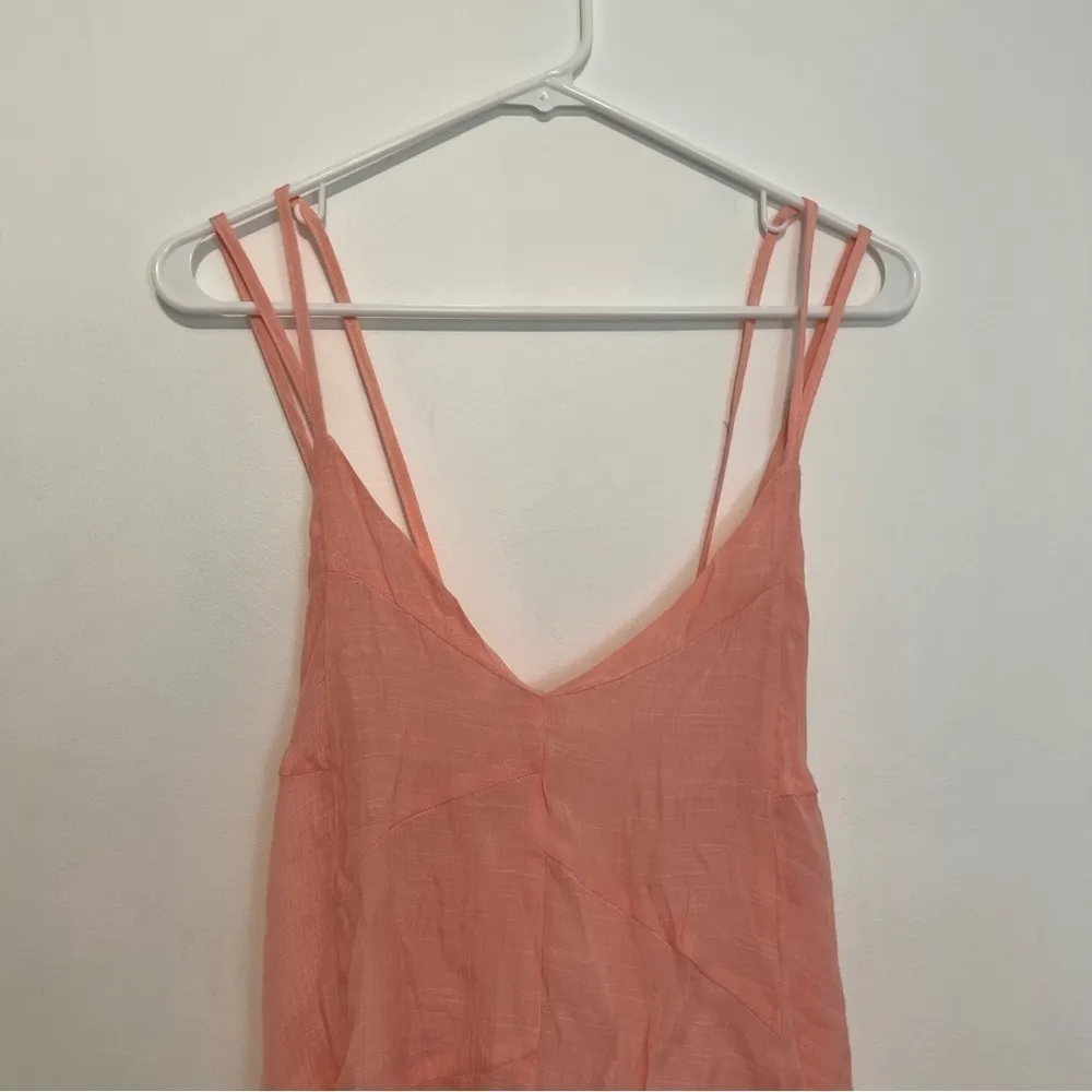 NEW NWT RED BY BKE BUCKLE Strappy Woven Tank Top Solid Pink V-Neck Sleeveless M - Image 3