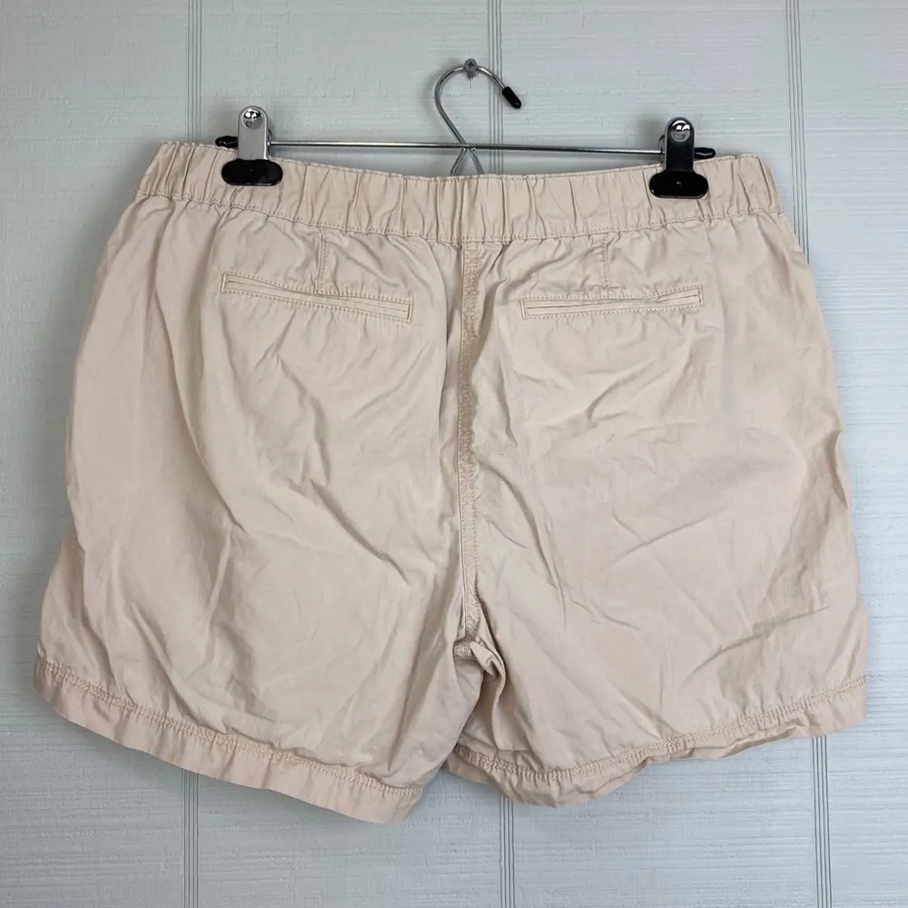 Lou & Grey Beige Cotton Cargo Chino Shorts Pockets Tie Waist Size 6 - Image 3