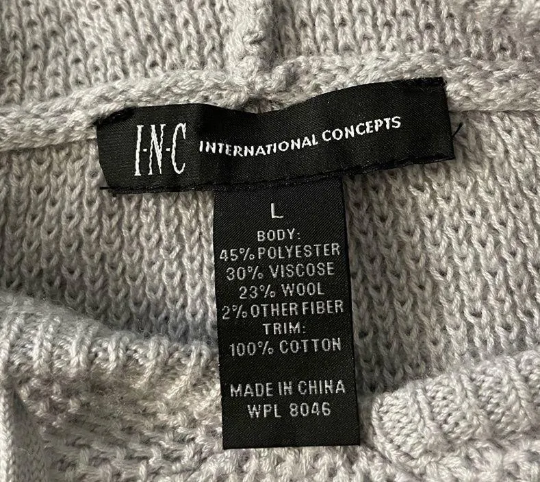 I.N.C. Knitted gray pullover hoodie with bottom shirt detail - Image 3