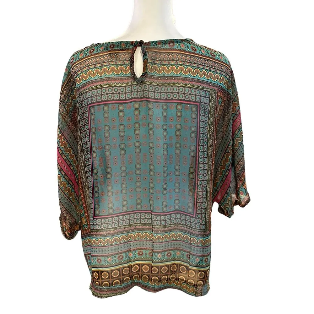 Nine West Vintage America Collection Medium Short Sleeve Top Green - Image 3