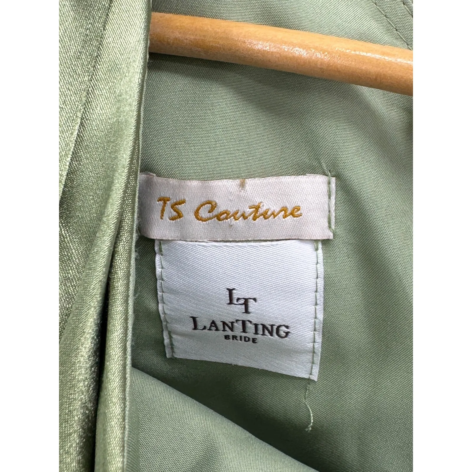 LanTing Bride TS Couture Olive Green Satin Draped One‎ Shoulder Gown NWT Small - Image 5