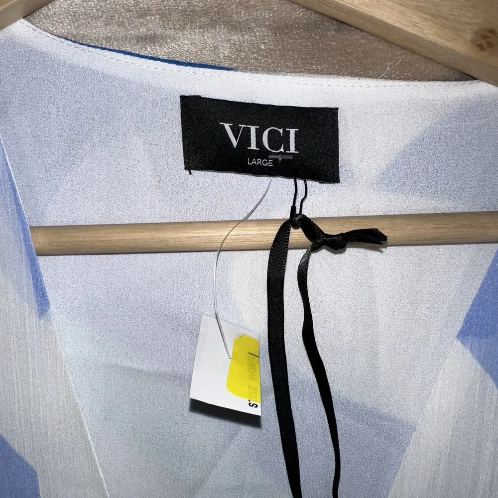 VICI Collection Blue Abstract Print Long Sleeve Babydoll Dress Spring Y2K Sz L Size L - Image 6