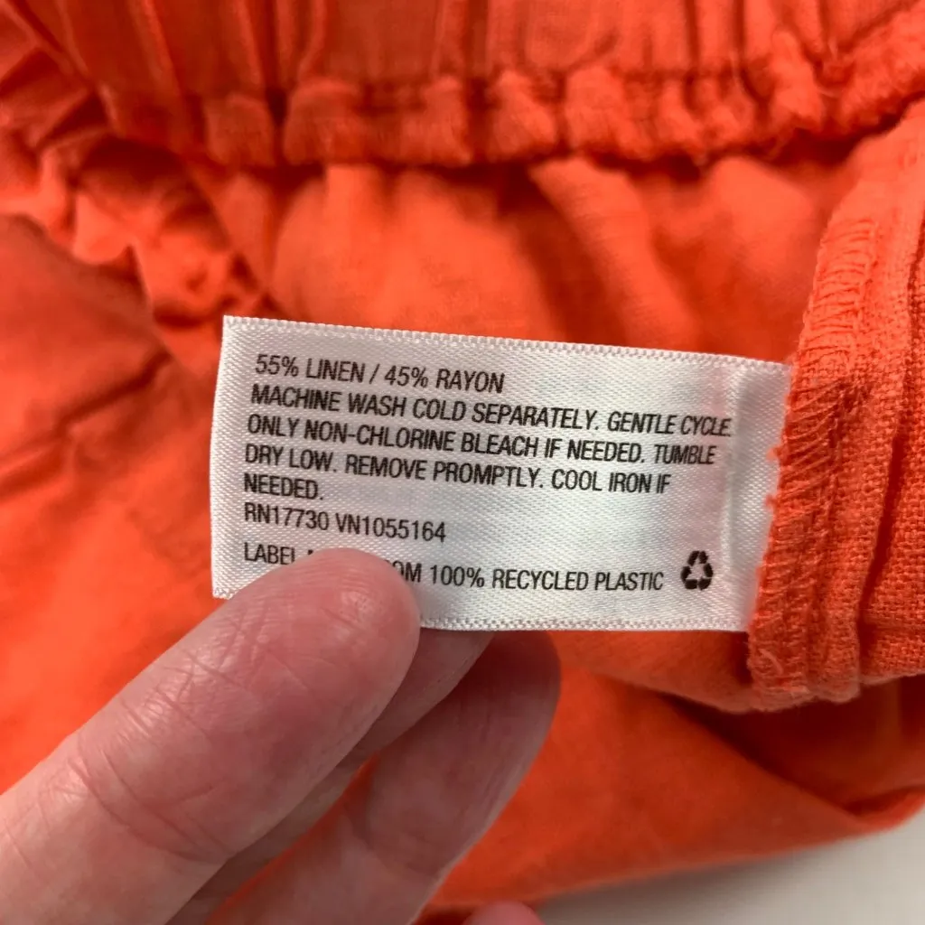 A New Day Orange Linen Blend High Rise Shorts XS - Image 3