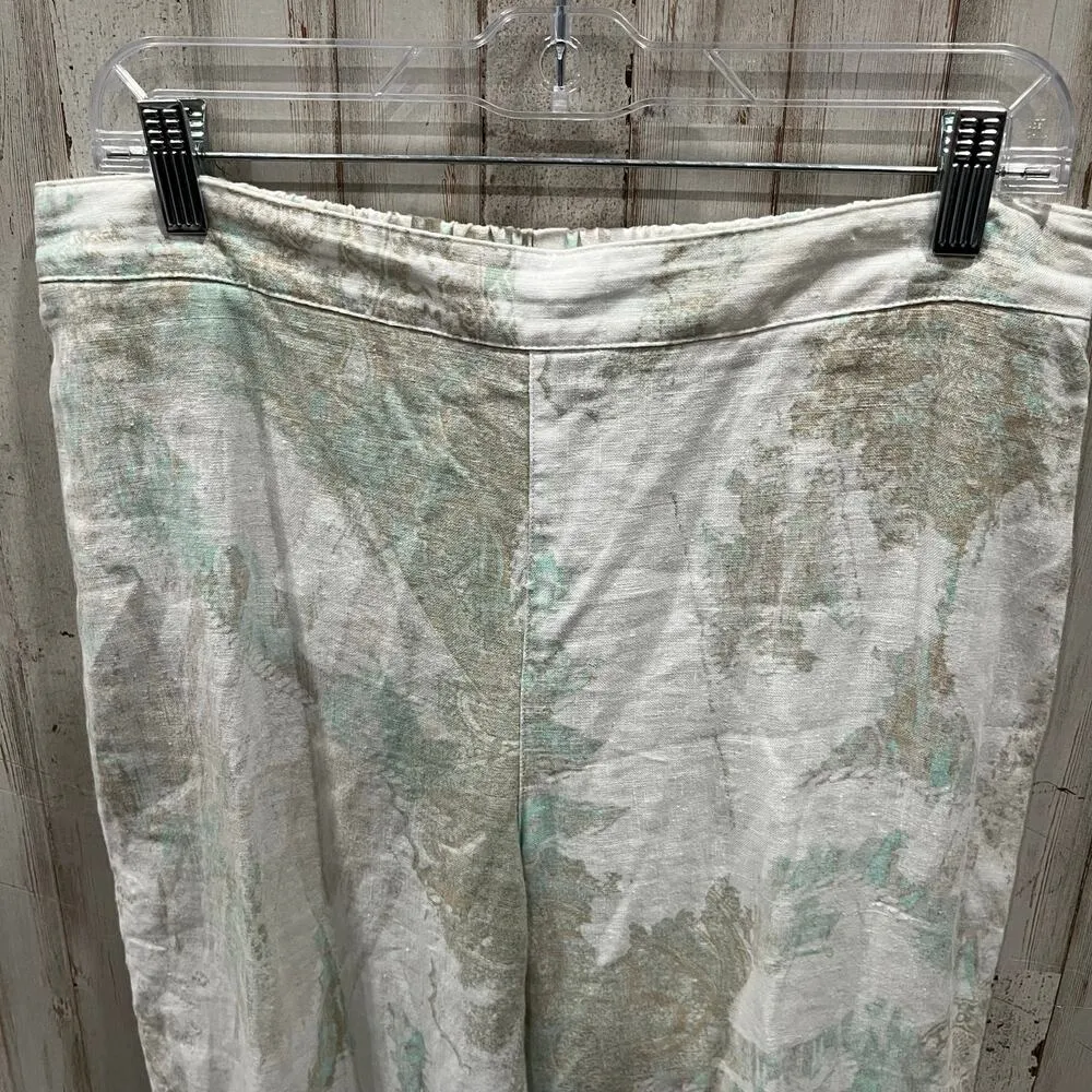 Chico’s 100% Linen White Paisley Pants Size 1.5 Medium 10 Cruise Breezy Vacation - Image 2