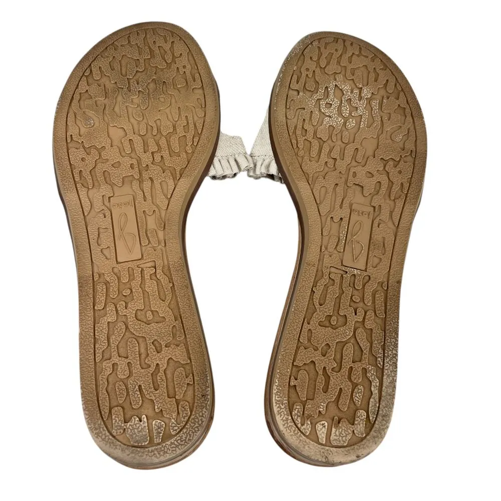 Joie Eidel Canvas Ruffle Cream Flat Slide Sandals 8 - Image 8