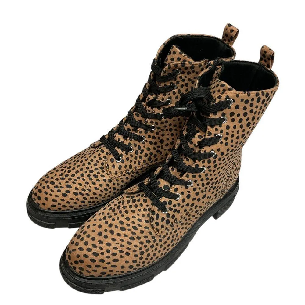 Olivia Miller Women's Normie Leopard Print Combat Boots Tan Black Size 11 Trendy - Image 4
