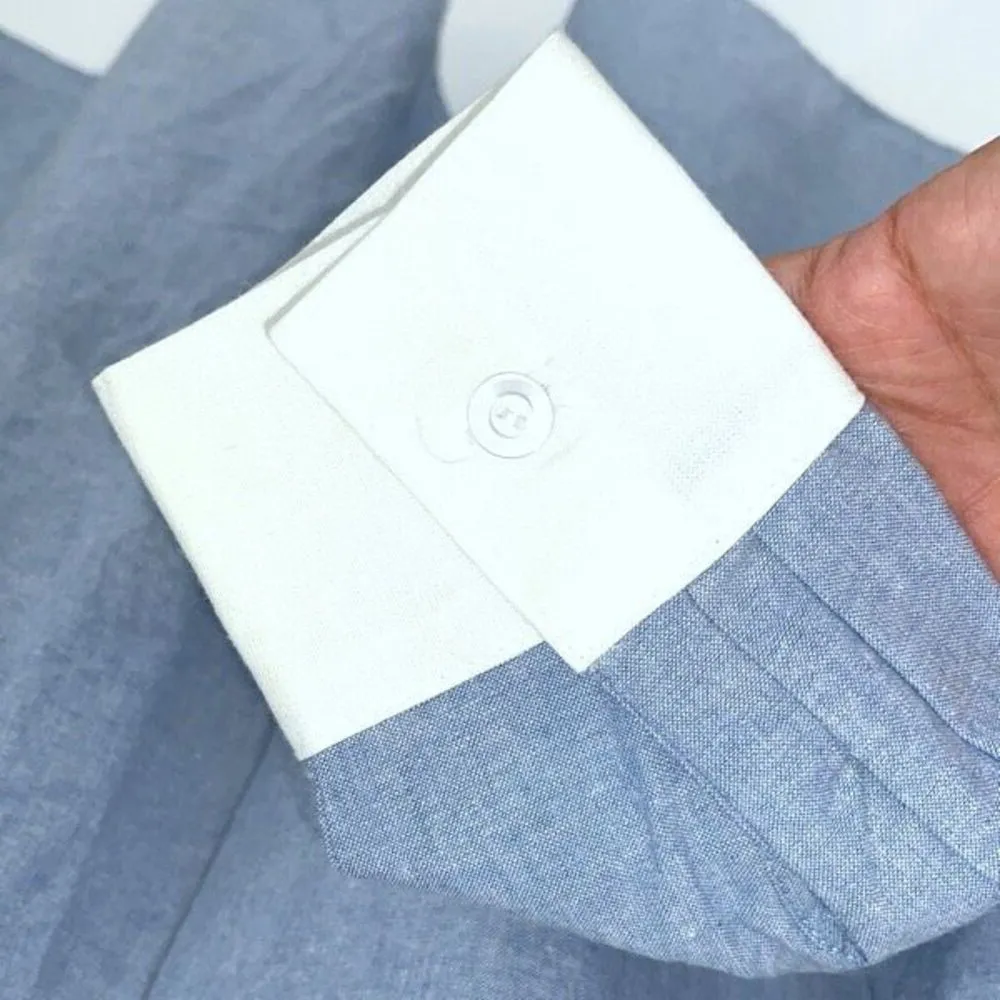 Lilly of California 100% cotton. 70's or 80's Vintage Button Down Shirt Medium Blue - Image 7