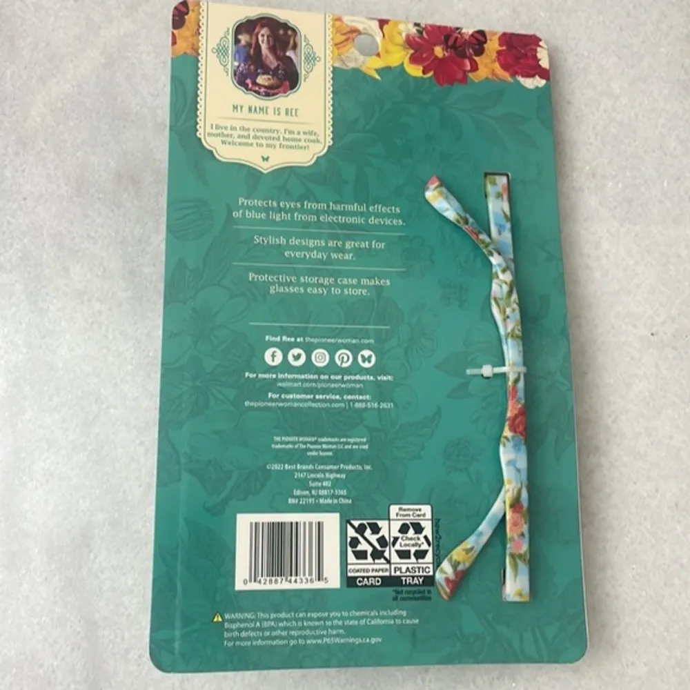 The Pioneer Woman glasses floral blue light screen protection glasses,case NWT - Image 4