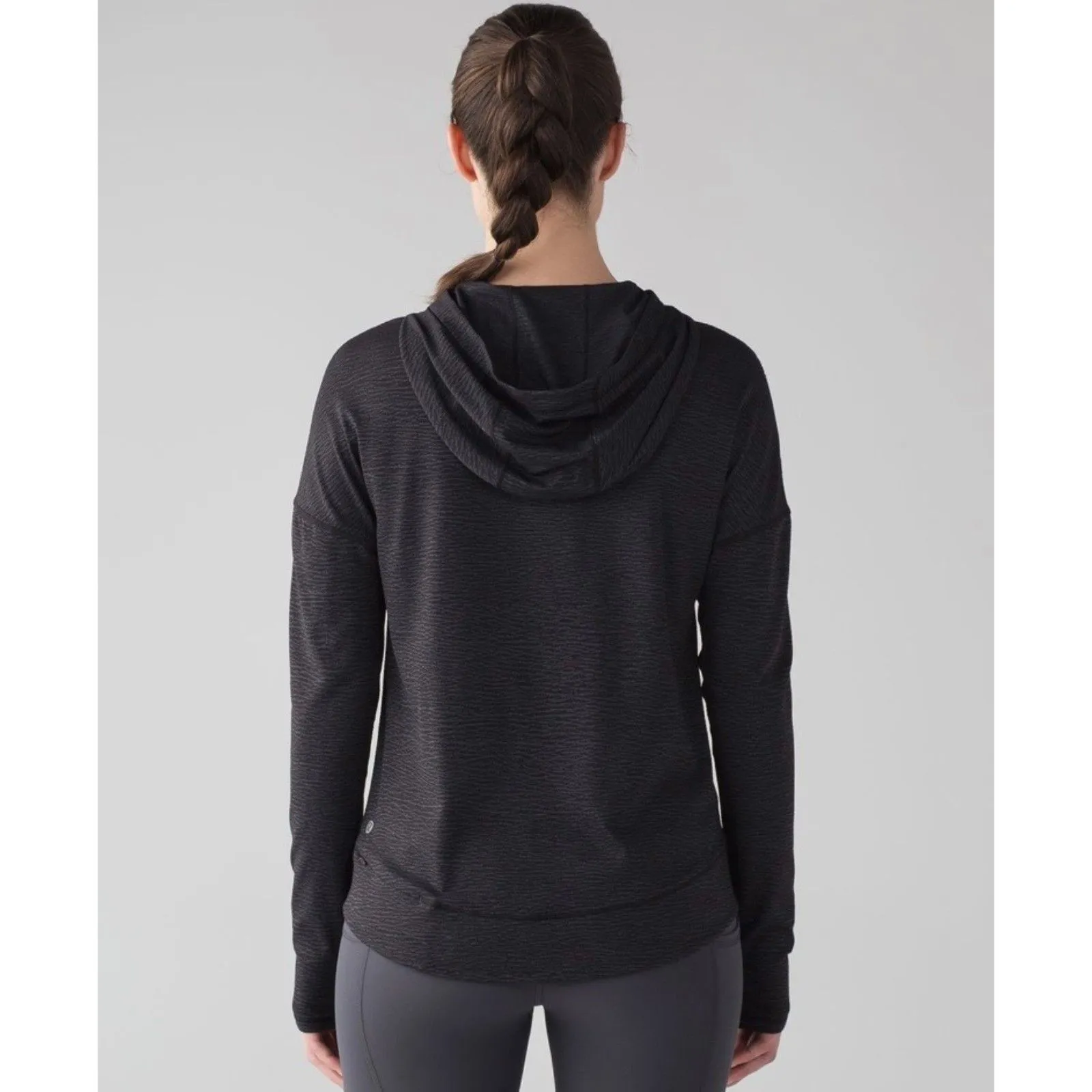 Lululemon Squad Goals Hoodie Sheer Luon Pebble Jacquard V2 Black Size 8 - Image 2