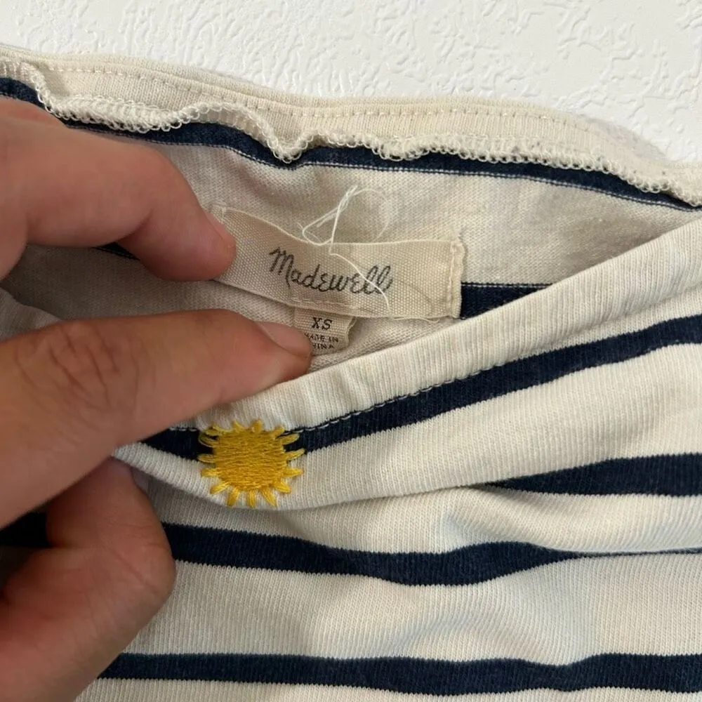 Madewell Embroidered Sun Setlist Boxy Top Striped Women’s Cropped crop shirt siz - Image 3