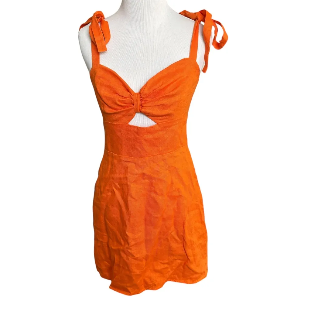 Reformation Pearson Linen Dress, Citrus Orange - Image 2