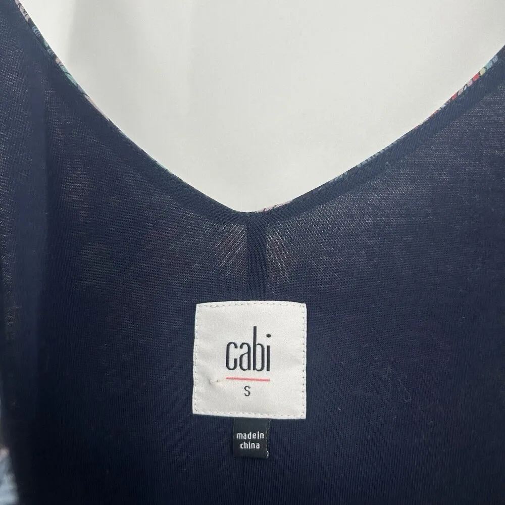 Cabi Ditsy Floral Camisole Cami Navy Blue Chiffon Keyhole Sheer Lined 5224 Sz S - Image 9