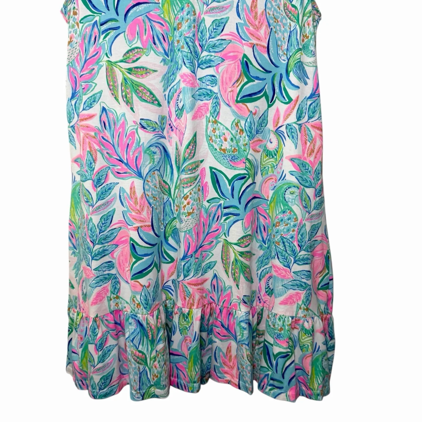 Lilly Pulitzer Womens Camilla Swing Dress L Resort White Toucan Cotton Sundress - Image 8