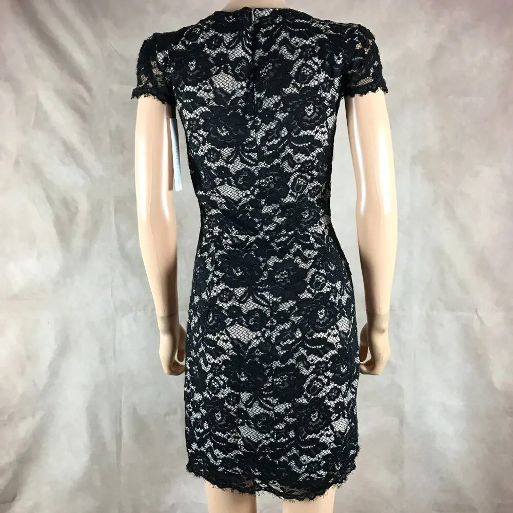 DRESS THE POPULATION Black Nude Lace Plunging V-neck Dress NWT SMALL - Image 8