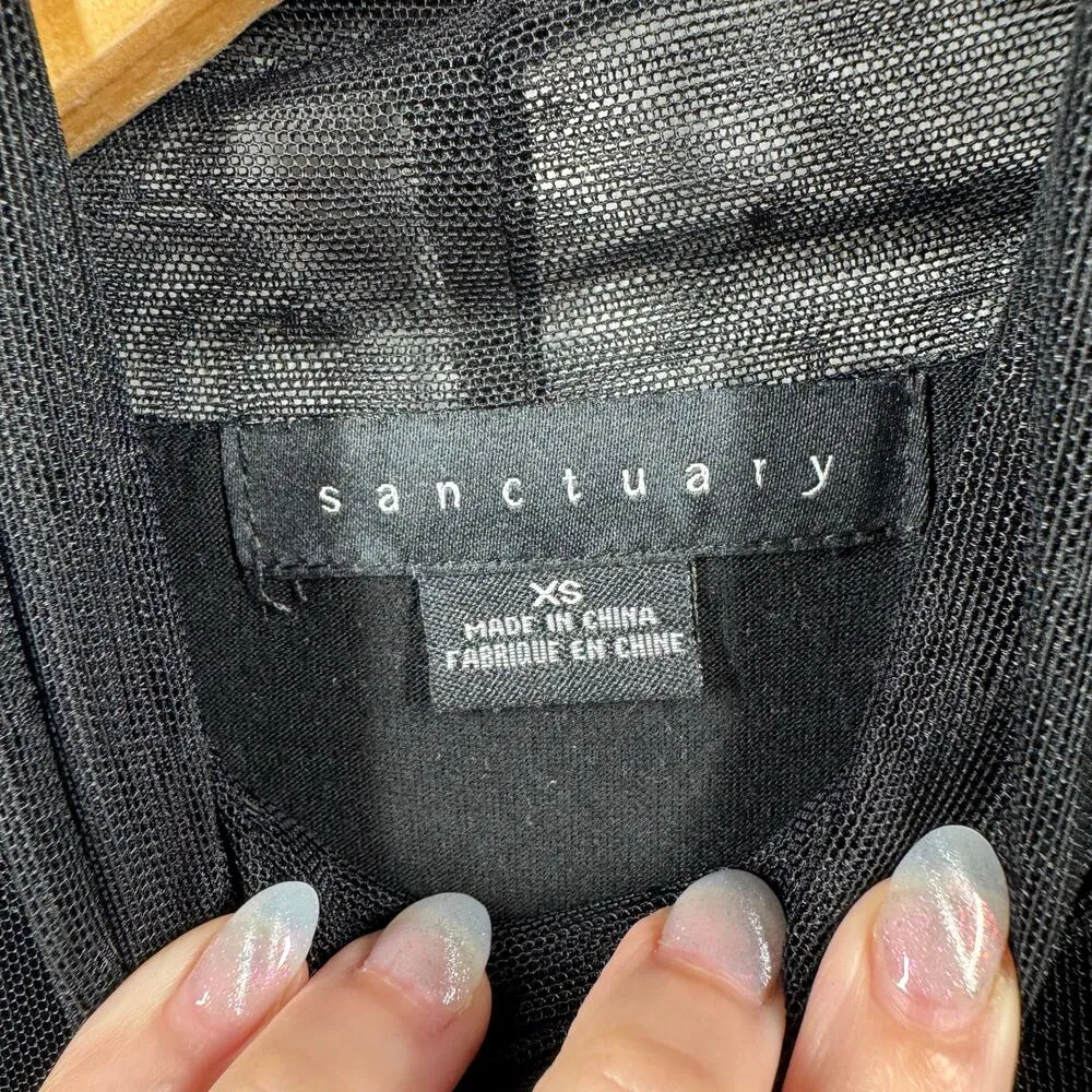 Sanctuary Women XS Black Midnite Hour Mesh Long Sleeve Dark Romantic Vampire Top - Image 4