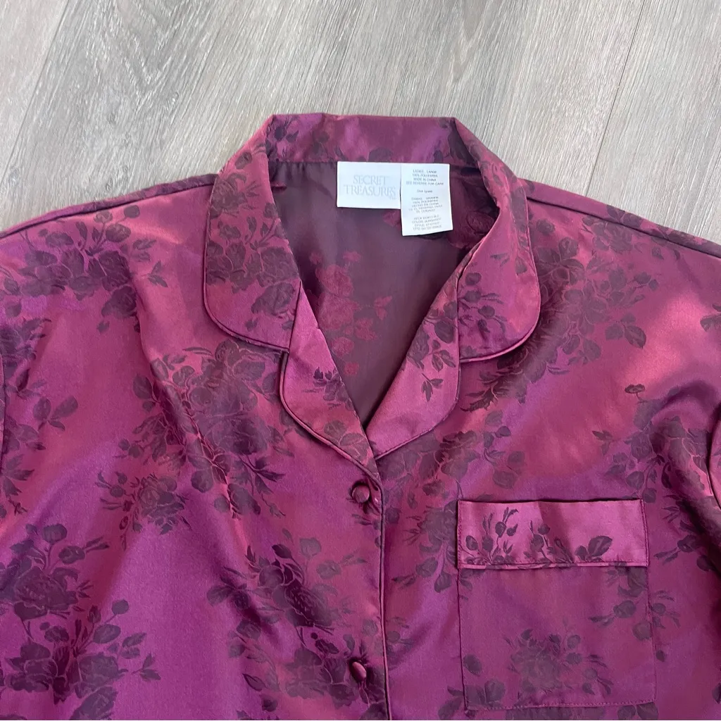Secret Treasures Burgundy Floral Pajama Top Nightgown - Image 2