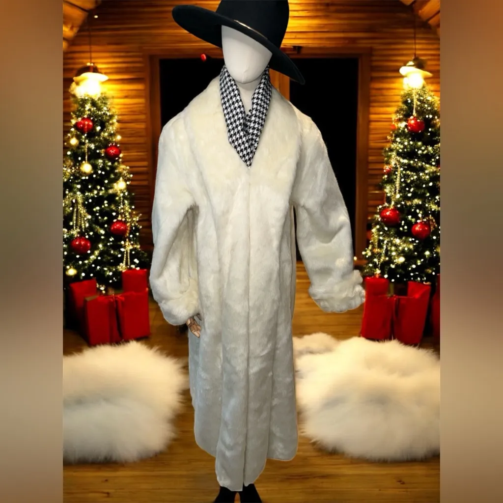 NWOT Dennis Basso White Faux Fur Coat Full Length sz Large - Image 5