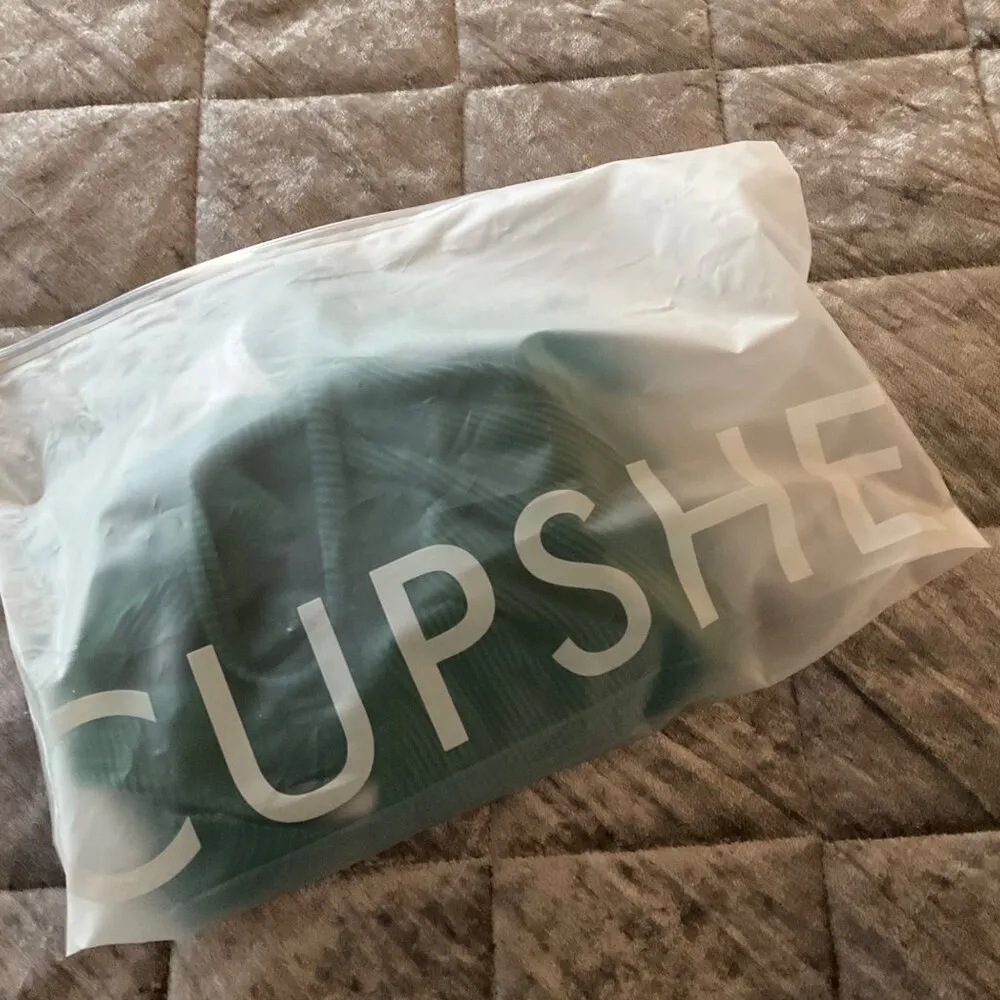 Cupshe Womens High-Waisted Bikini Set Ribbed Two-Piece Swimsuit With Scoop Neck - Image 5