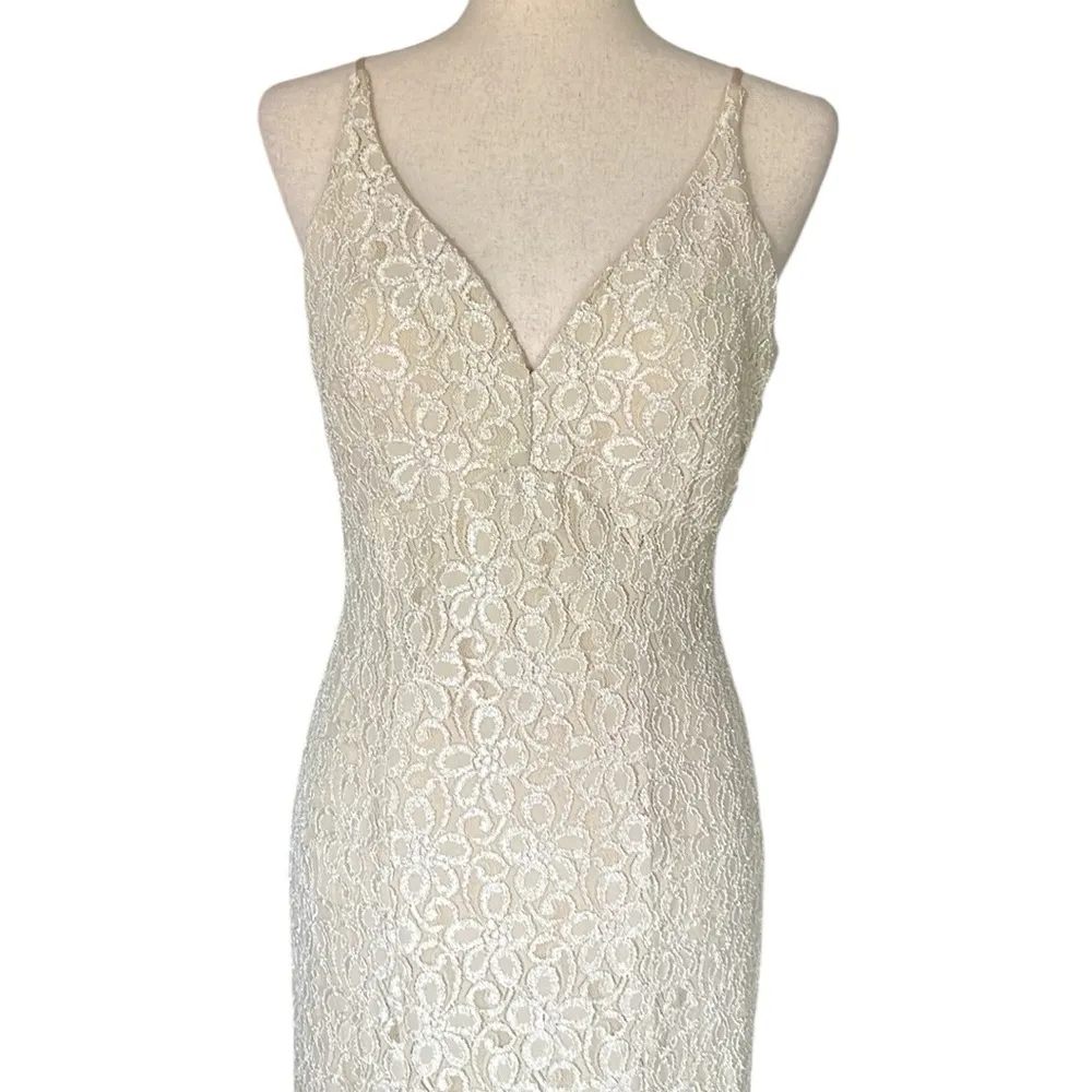 Ynes Lace Maxi Dress With Slit and Plunging Criss Cross Back Size undefined - Image 5