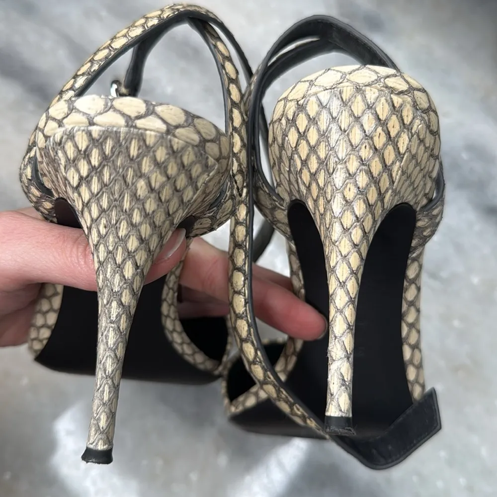 Alexander Wang  Cream‎ Python Ankle Strap Heel - 38.5 - Image 4