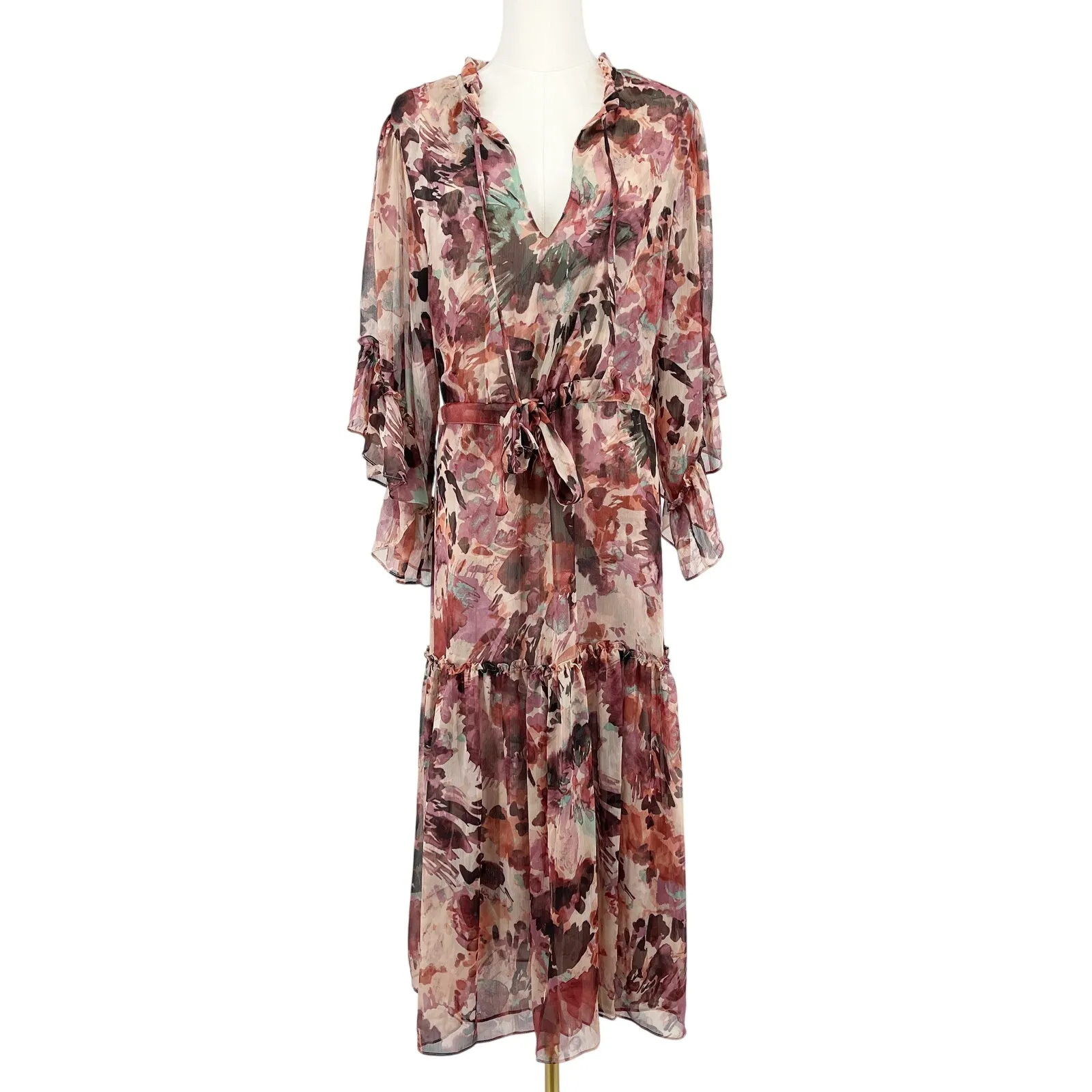 Misa Los Angeles Marcele Ruffled V-Neck Maxi Dress in Floral Dream Size XS - Image 4
