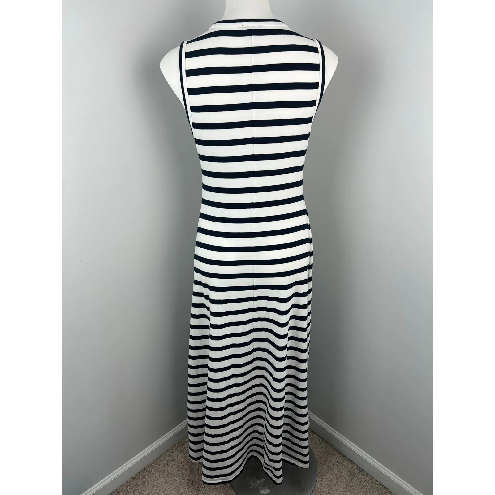 J.Crew Black and White Striped Hi Low 100% Cotton Sleeveless Sundress Small - Image 4