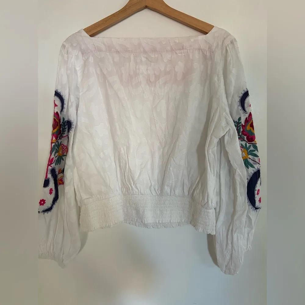 Anthropologie White Embroidered Top - Image 3