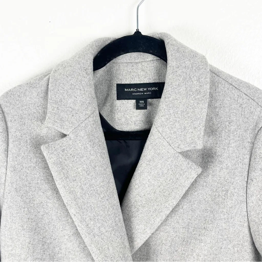 MARC NEW YORK Heather Gray Wool Blend Double Breasted Lined Pockets Coat XXS - Image 12