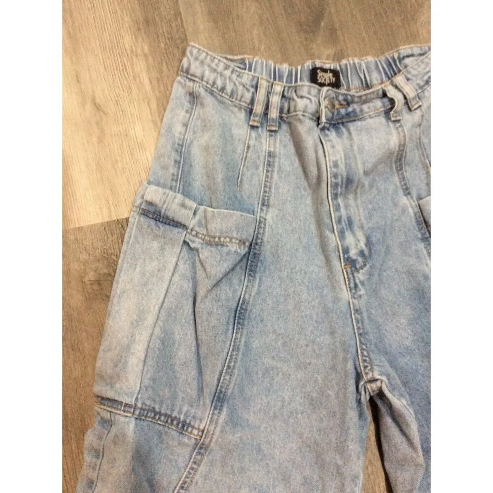 Nordstrom Simple society denim cargo jeans elastic waist size 9/29 - Image 3