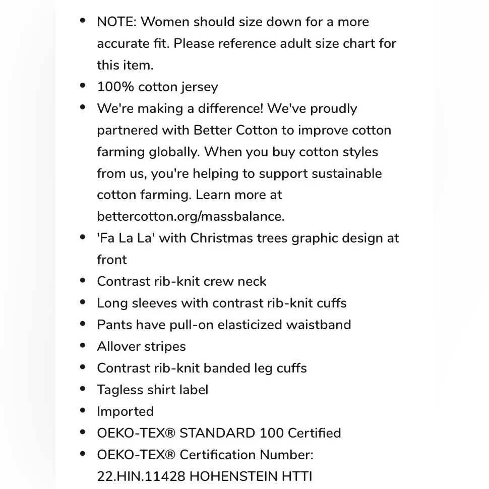 Place adult family pjs Fa la la matching unisex adult size small 100% cotton White - Image 10