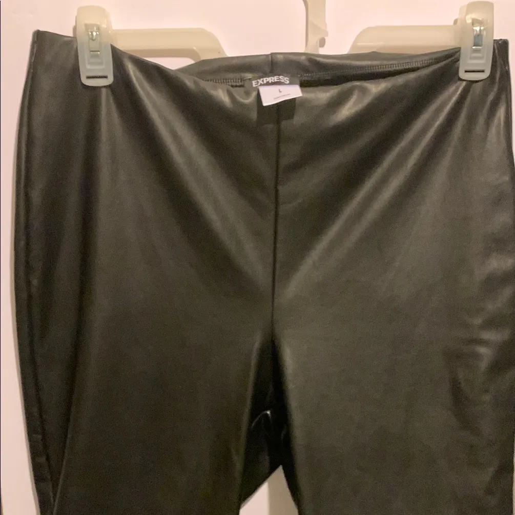 Express Black Faux‎ Leather Pants - Image 2
