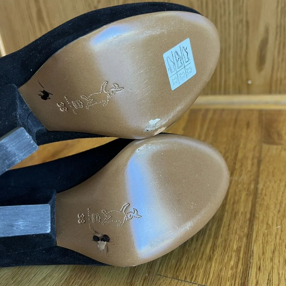 Marni Shoes Black Suede Cone Heel Leather‎ Round Toe 40's Inspire Size 8 38 EU - Image 10