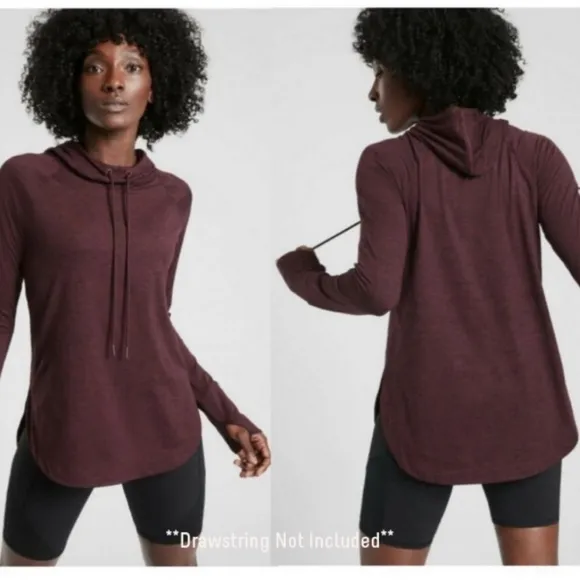 Athleta Uptempo Burgundy Marbled Women's Long Sleeve Pullover Hoodie Size XXS - Image 2