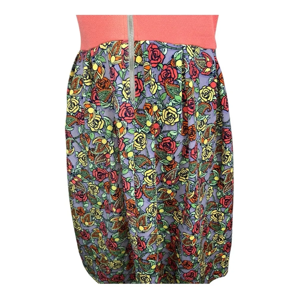 LuLaRoe women’s A-line Midi Dress with Crew Neck Size XL Coral and Floral Dress - Image 4