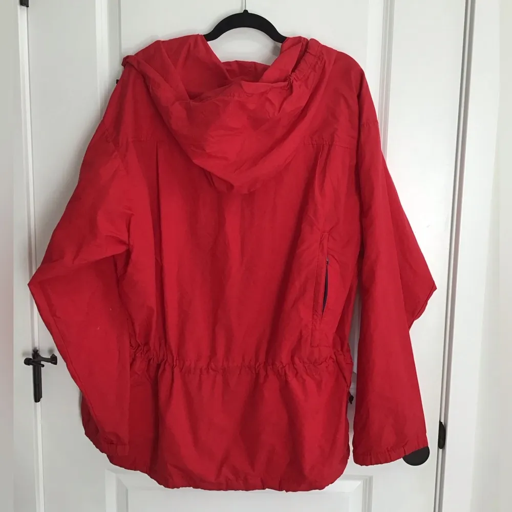90s LLBean Women’s Red Long Winter Jacket Sz Large Hooded Cinched Waist - Image 4