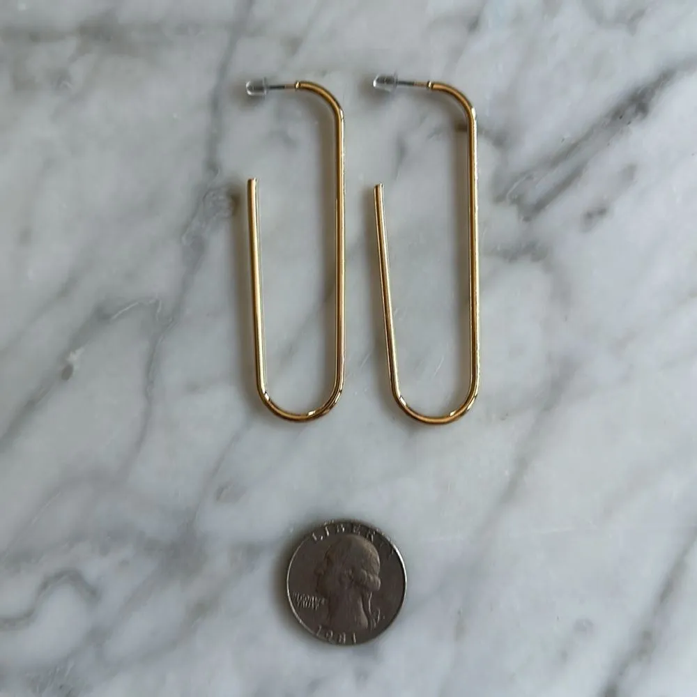NWT gold tone abstract geometric earrings one size fits - Image 2