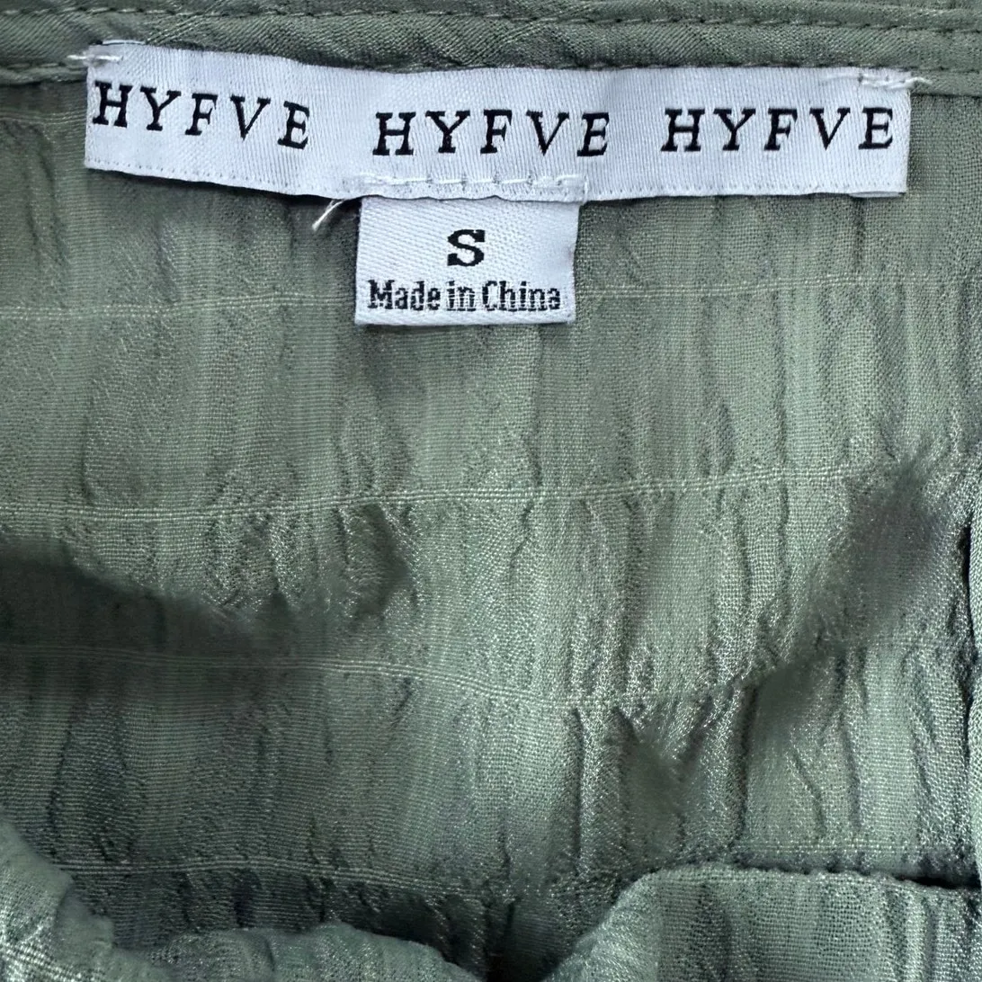 Hyfve Puff Sleeve Long Sleeve Blouse Square Neck Top Size Small Green NWOT - Image 7